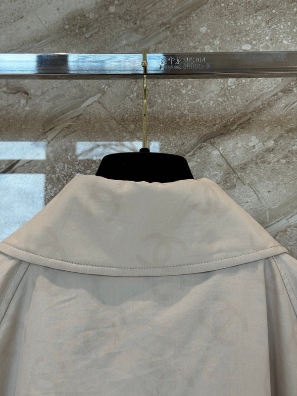 CC 25B Hidden Logo Trench Coat Beige Cotton