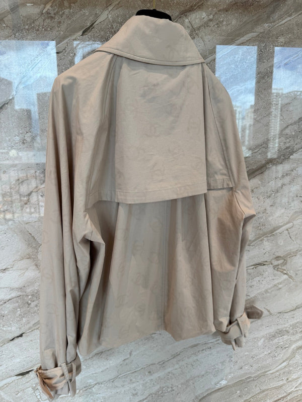 CC 25B Hidden Logo Trench Coat Beige Cotton