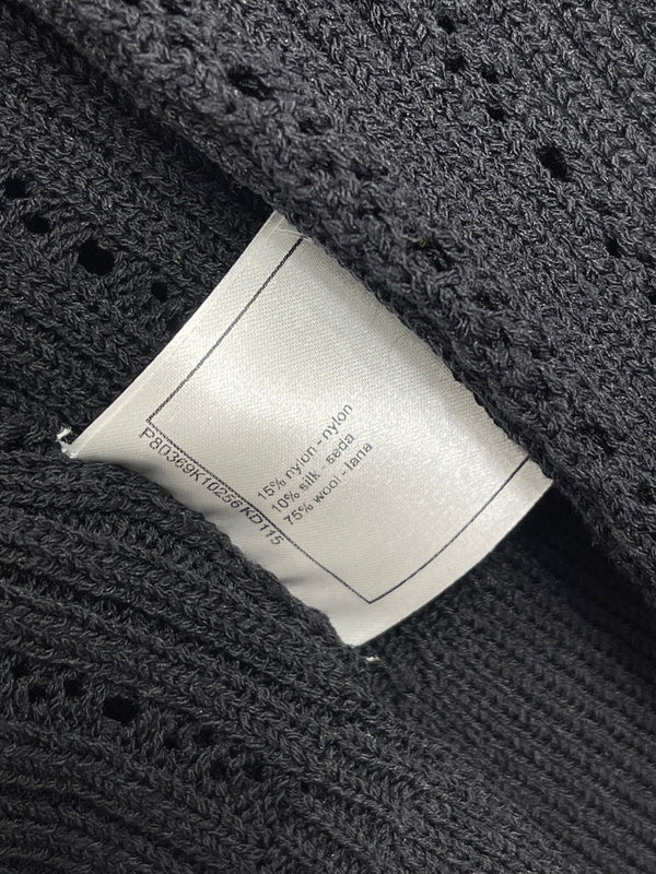 CC 25 Fishtail V-Neck Knitted Long-sleeved Cardigan Black Wool