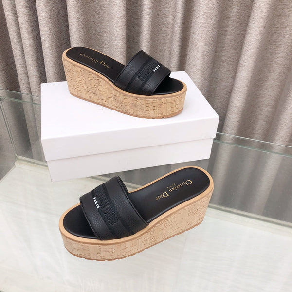 CD Dway Jelly-Colored Platform Heel 100mm Sandals Black Calskin