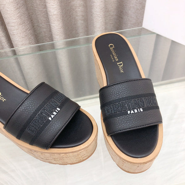 CD Dway Jelly-Colored Platform Heel 100mm Sandals Black Calskin