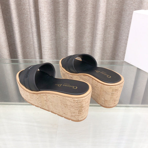 CD Dway Jelly-Colored Platform Heel 100mm Sandals Black Calskin