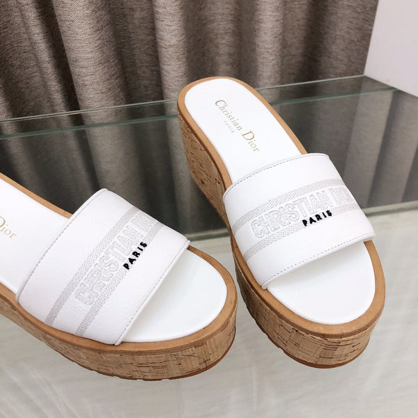 CD Dway Jelly-Colored Platform Heel 100mm Sandals White Calskin