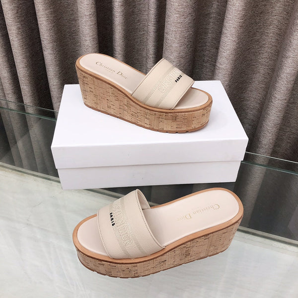 CD Dway Jelly-Colored Platform Heel 100mm Sandals Cream Calfskin