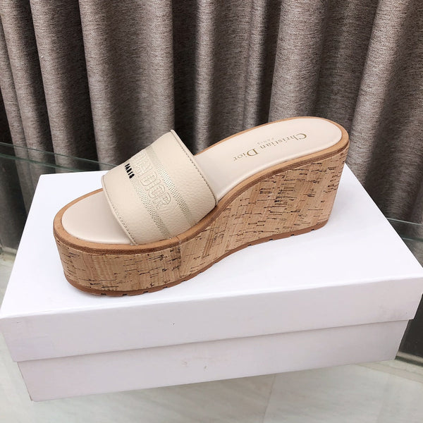 CD Dway Jelly-Colored Platform Heel 100mm Sandals Cream Calfskin