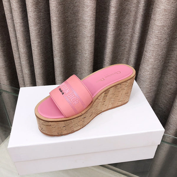 CD Dway Jelly-Colored Platform Heel 100mm Sandals Pink Calfskin