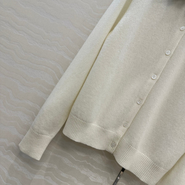 Miumiu Detachable Shirt Cardigan White Collar and Cashmere