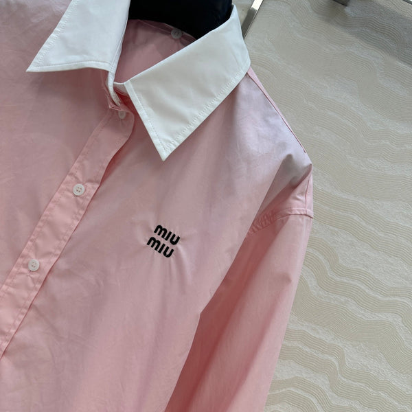 Miumiu Detachable Cuff and Collar Shirt Pink Cotton