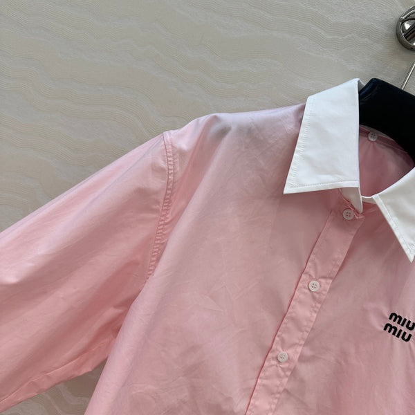 Miumiu Detachable Cuff and Collar Shirt Pink Cotton