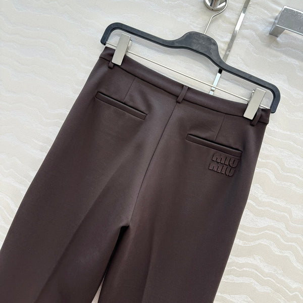 Miumiu Low Waist Trousers Chestnut Cotton