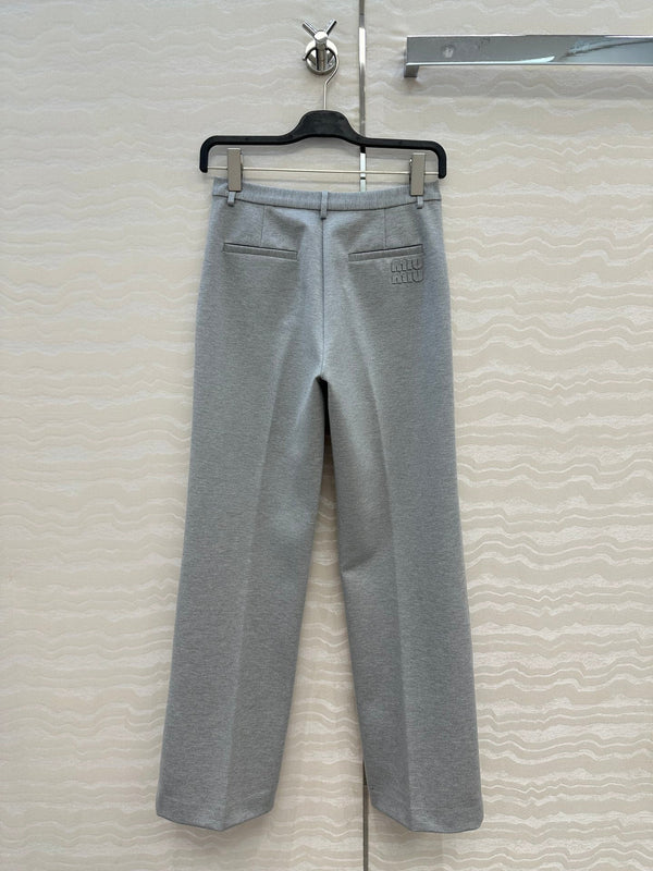 Miumiu Low Waist Trousers Gray Cotton