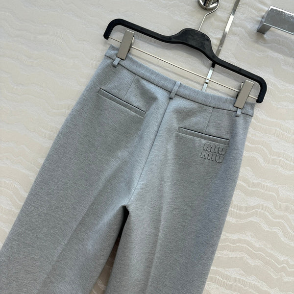 Miumiu Low Waist Trousers Gray Cotton