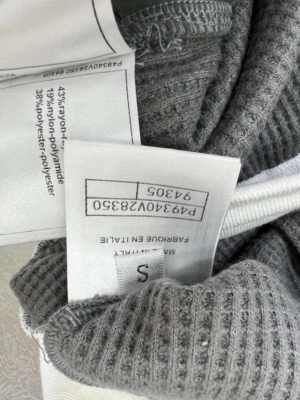 CC 25 Collar Jacket and Casual Trousers Waffle Suit Gray Rayon