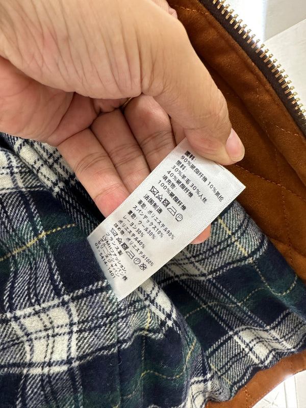 CE Contrast Color Padded Suede Jacket Dark Brown Polyester