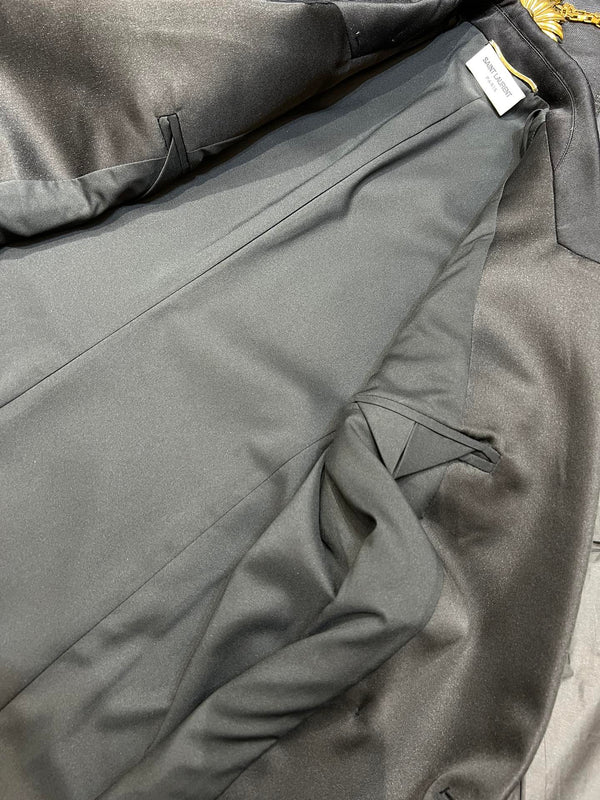 YSL Double-Breasted Long Suit Black Polyester