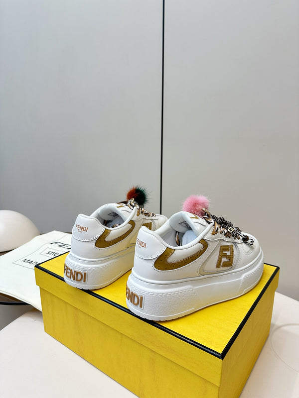 Fendi 25 Match Platform Sneakers White Cowhide 469482