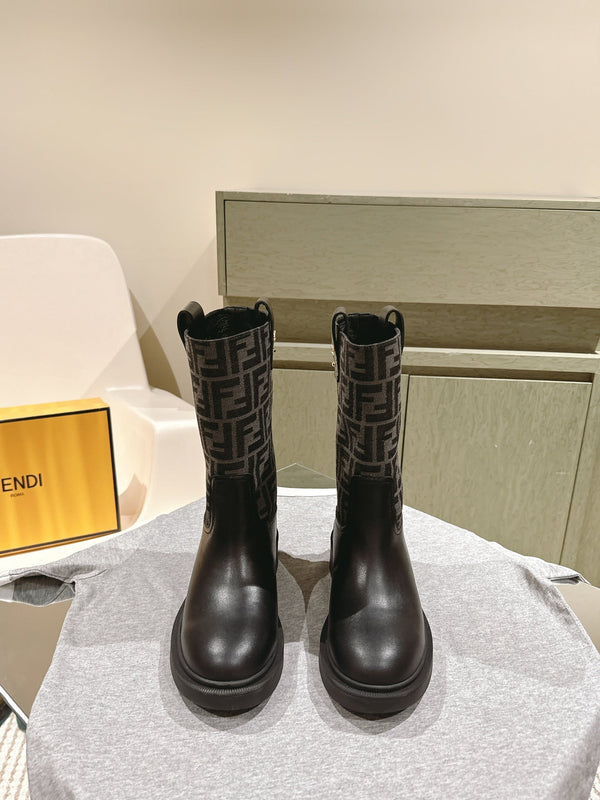 Fendi Ankle Boots F Pattern Black Cowhide 463744