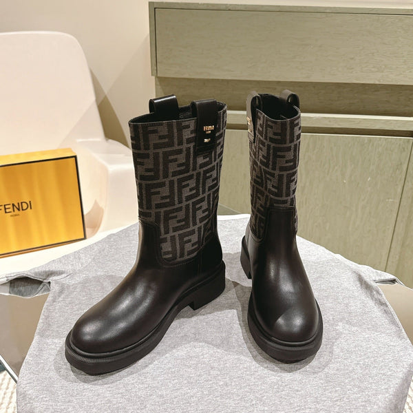 Fendi Ankle Boots F Pattern Black Cowhide 463744