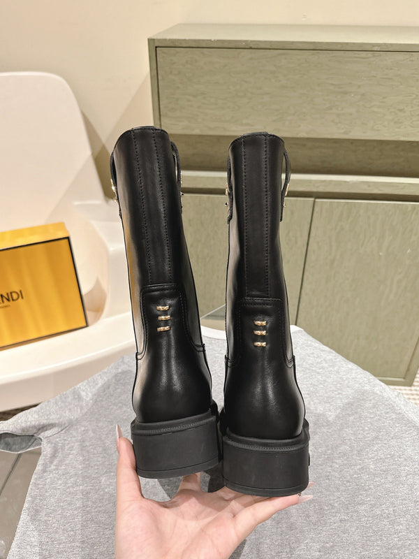 Fendi Ankle Boots Black Cowhide 463742