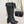 CC 25A Pleated-Collar Bow-Tie Stretch High Boots Black Lambskin 473359