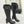 CC 25A Pleated-Collar Bow-Tie Stretch High Boots Black Lambskin 473359