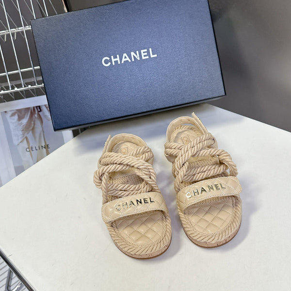 CC 25 Dad Sandals Beige Rope and Sheepskin 473370