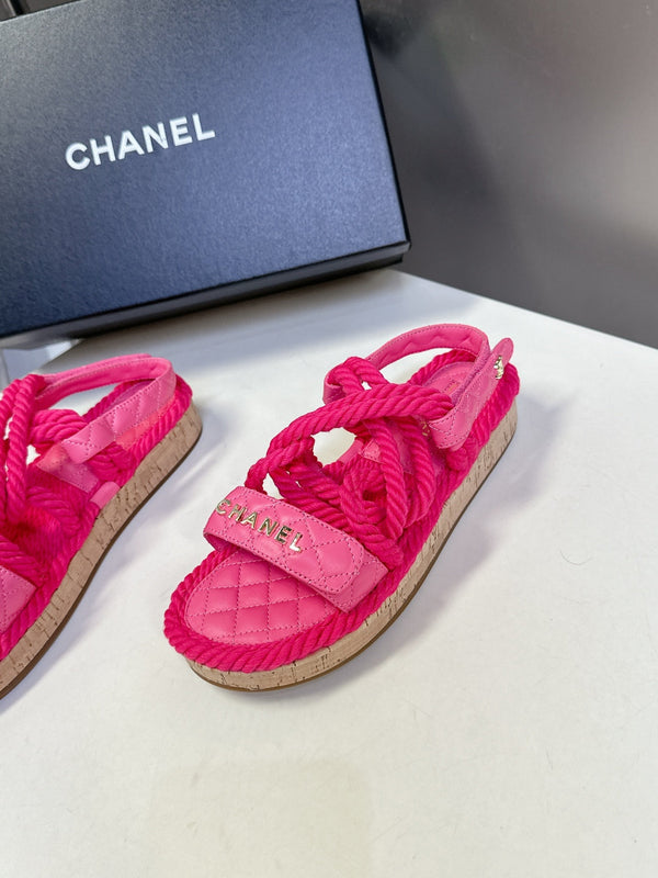 CC 25 Dad Sandals Pink Rope and Sheepskin 473368