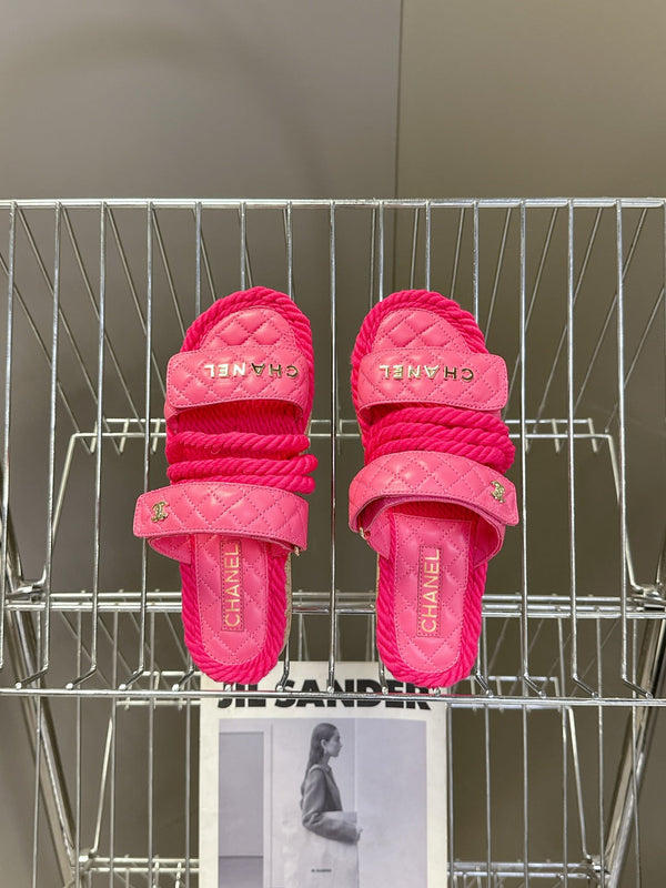 CC 25 Sandals Pink Rope and Sheepskin 473363