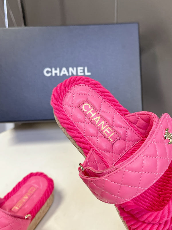 CC 25 Sandals Pink Rope and Sheepskin 473363