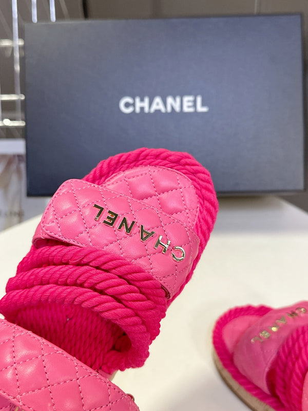 CC 25 Sandals Pink Rope and Sheepskin 473363