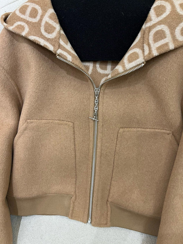 Cappotto con cappuccio classico HM 25 Pig Nose Monogram in cashmere marrone 305170