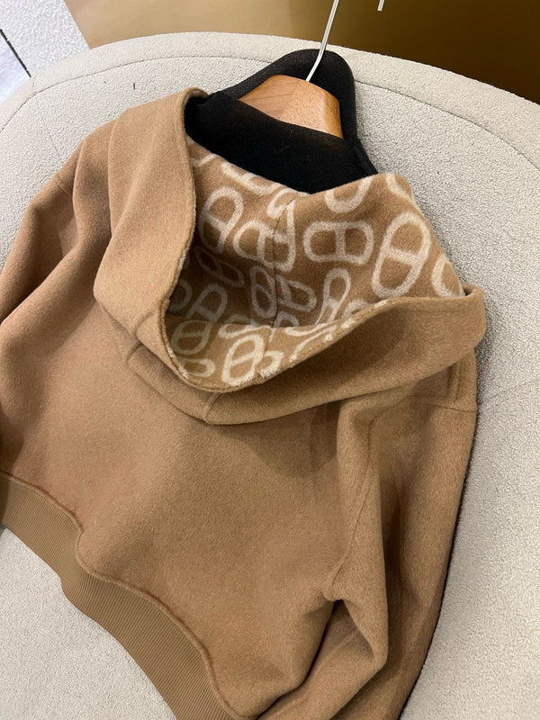 Cappotto con cappuccio classico HM 25 Pig Nose Monogram in cashmere marrone 305170
