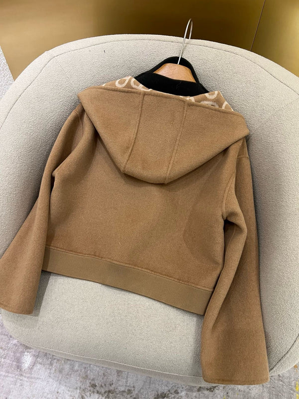 Cappotto con cappuccio classico HM 25 Pig Nose Monogram in cashmere marrone 305170