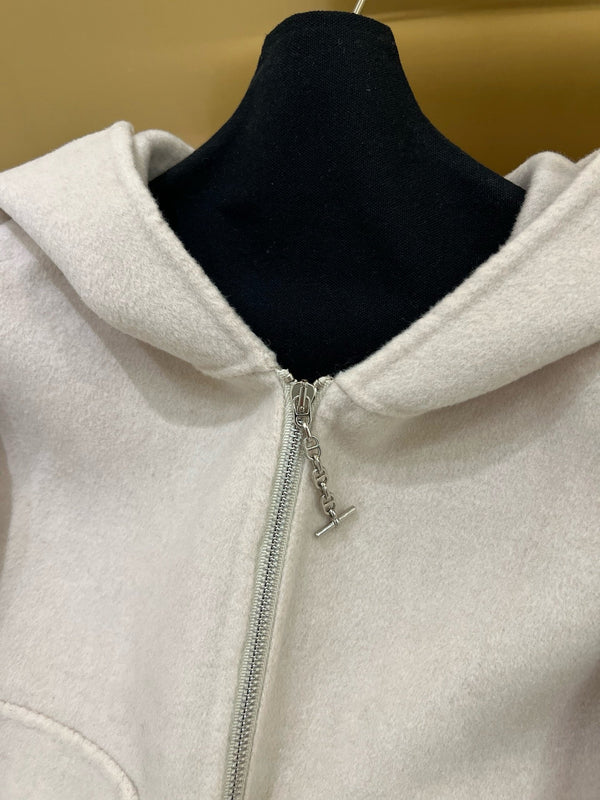 Cappotto con cappuccio e monogramma HM 25 Classic Pig Nose Cashmere bianco 305169