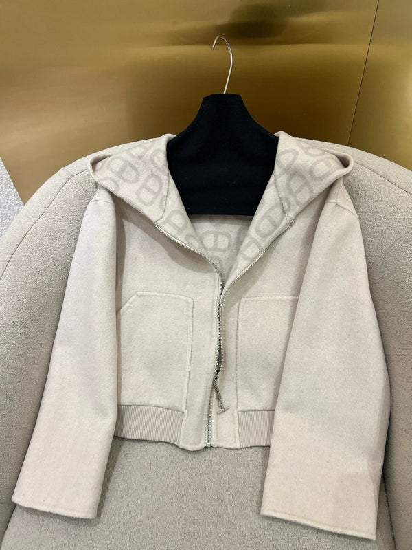 Cappotto con cappuccio e monogramma HM 25 Classic Pig Nose Cashmere bianco 305169