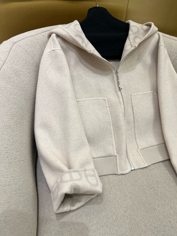 Cappotto con cappuccio e monogramma HM 25 Classic Pig Nose Cashmere bianco 305169