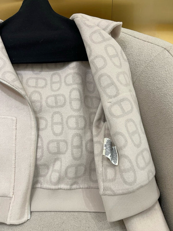 Cappotto con cappuccio e monogramma HM 25 Classic Pig Nose Cashmere bianco 305169