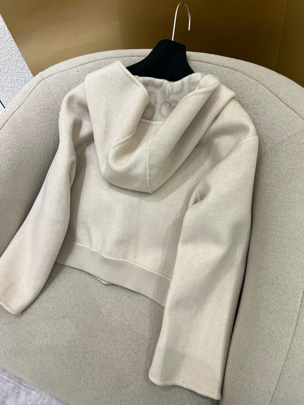 Cappotto con cappuccio e monogramma HM 25 Classic Pig Nose Cashmere bianco 305169