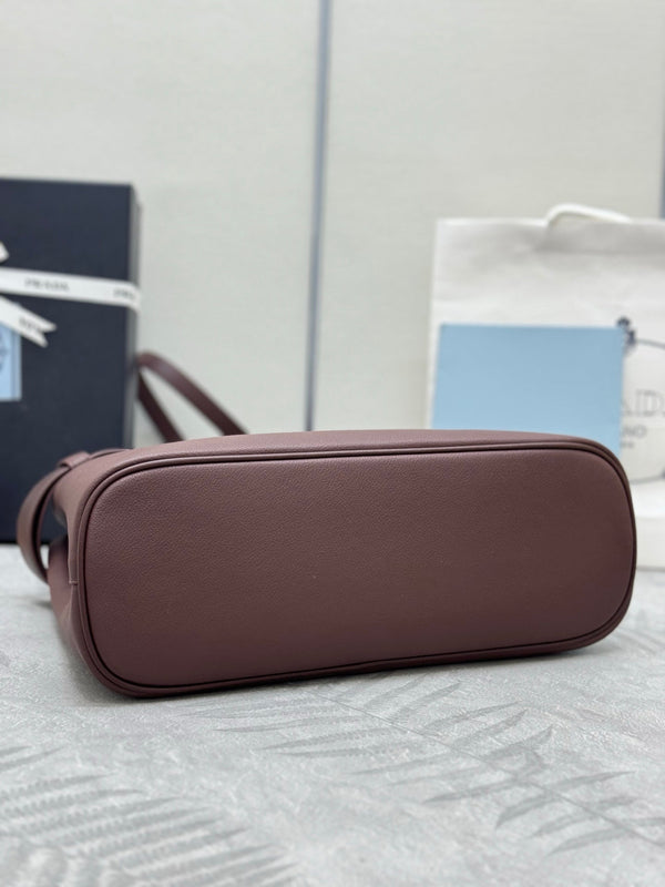 Pra Double Shopping Bag 32cm Brown Date Cowhide 267276