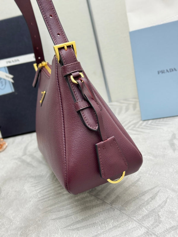 Pra Aimee Underarm Hobo Bag 31cm Burgundy Cowhide 267274