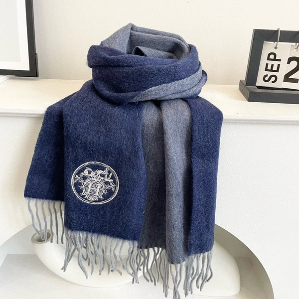 HM 25 200cm Scarf Blue Cashmere 825628