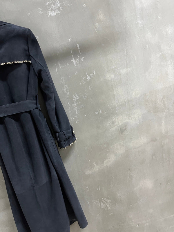 Trench coat con catena CC 25 in misto cashmere nero