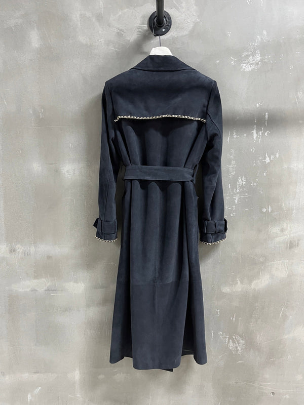 Trench coat con catena CC 25 in misto cashmere nero