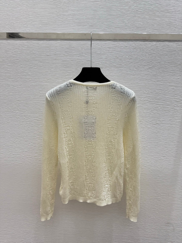 CC 25 Cardigan in maglia a maniche lunghe con scollo rotondo e lavorazione a maglia