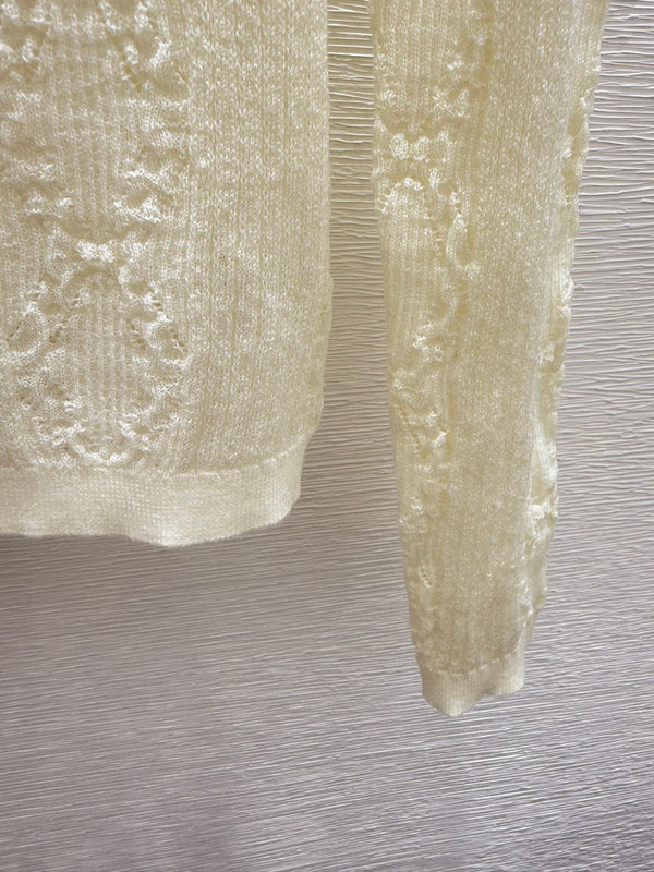 CC 25 Cardigan in maglia a maniche lunghe con scollo rotondo e lavorazione a maglia