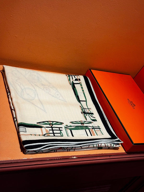 HM Double-Sided Square Scarf 140cm White Cashmere 828711