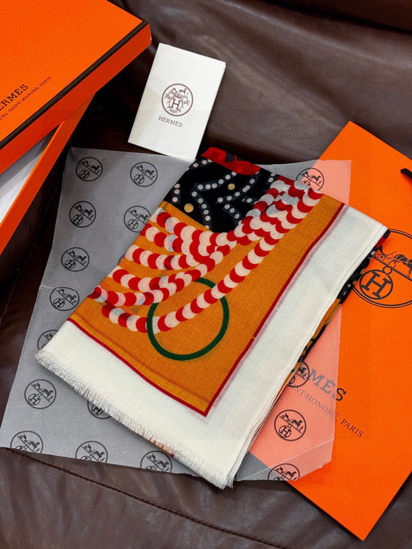 HM Saddle Long Scarf 200cm Orange Cashmere 828664