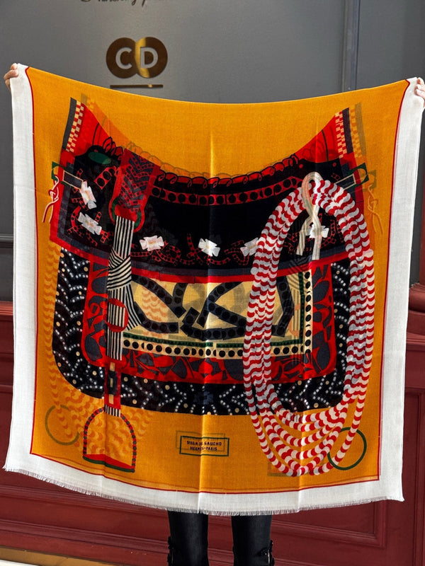 HM Saddle Long Scarf 200cm Orange Cashmere 828664