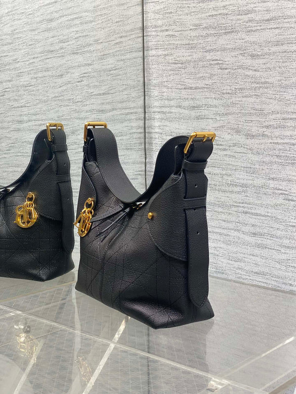 CD VOYAGE Handbag 23cm Black Cowhide