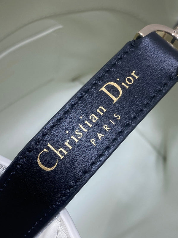 CD Small Toujours Vertical 18cm White and Black Lambskin